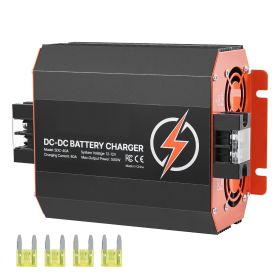 12V 40A DC to DC Battery Charger, 500W, On-Board Battery Charger for Lead-Acid, Lithium, AGM, GEL, and Flooded Batteries, Smart Multi-Stage Charg