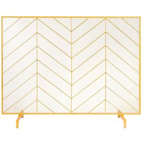 Fireplace Screen Single Panel, Sturdy Iron Mesh Fireplace Screen, 38.6"(L) x29.8"(H) Spark Guard Cover, Simple Installation